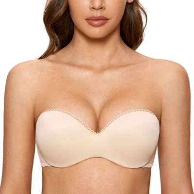 Immagine di DOBREVA Donna Reggiseno Push up con Spalline Rimovibili Invisibile Ferretto Beige 3C