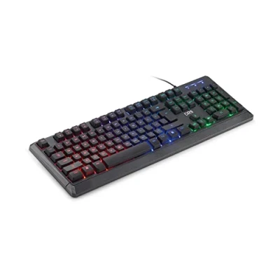 Immagine di DR1TECH Puma+ Tastiera da Gaming per PC Retroilluminata e Ergonomica 104 Tasti con 6 Key Rollover USB Filo Rainbow Keyboard (Layout Internazionale QWERTY)