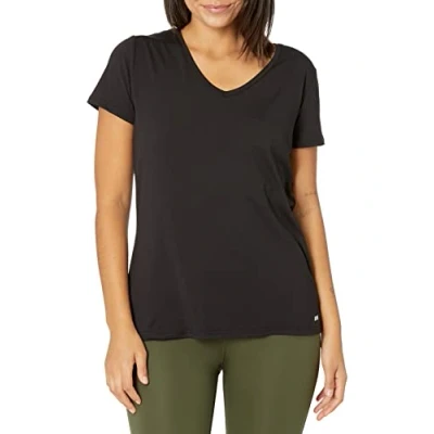 Immagine di Amazon Essentials T Shirt Tech Stretch a Maniche Corte con Scollo V (Disponibile in Taglia Forte) Donna, Pacco da 2, Nero, XL