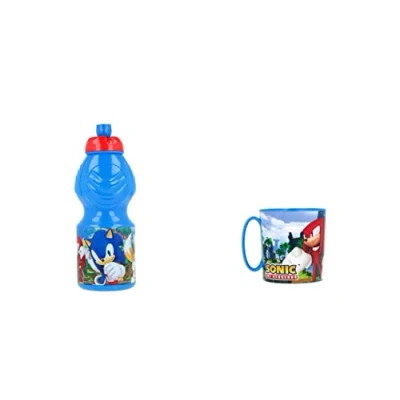 Immagine di ALMACENESADAN, 4692 Pack Sonic, composto da tazza microonde 350 ml e bottiglia d&#039;acqua 400 ml, prodotto riutilizzabile, senza BPA