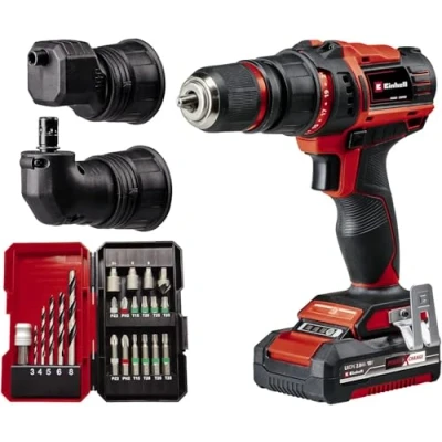 Immagine di Einhell Power X Change TE CD 18/45 3X Li +22 4513990 Trapano avvitatore a batteria 18 V 2 Ah incl. ricaricabile, Adattatore angolato