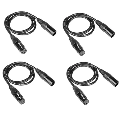 Immagine di wonsung Cavo Xlr 1m corto 1 metro, Dmx Stage Luci 3pin Cannone Maschio Femminile 3 Pin Cavo, Cavi Canon Connettori Microfoni(4PACK)