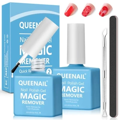 Immagine di 2 Pezzi Gel Nail Polish Remover con Spingi Cuticole e Raschietti per Smalto,Levasmalto Unghie,Remover Semipermanente,Veloce Sicuro Rimuovi Smalto Semipermanente in 3 5 Minuti