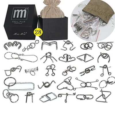 Immagine di Gracelaza 28 Pezzi Set di Rompicapo in Metallo Giocattolo Educativo Intelligenza Puzzle Game 3D Gioco Mente Bambini e Ragazzi per Adulti