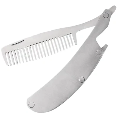 Immagine di 1 Pcs Pettine per Barba Pieghevole,Pettine Pieghevole Uomo,Pettine Capelli e in Acciaio Inox,Pettine di Barba,per Pettinare Acconciare Quotidianamente Capelli,Barba