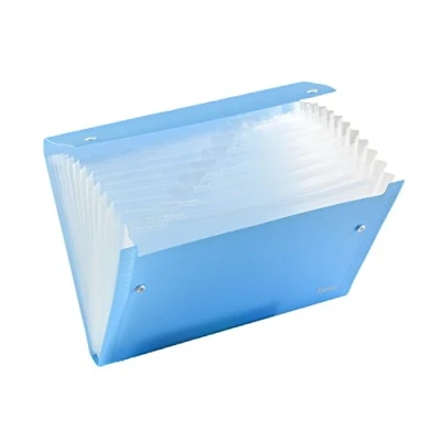 Immagine di Arpan Cartella portadocumenti espandibile, formato A4, con 13 scomparti, chiusura a portafoglio, colore: Blu