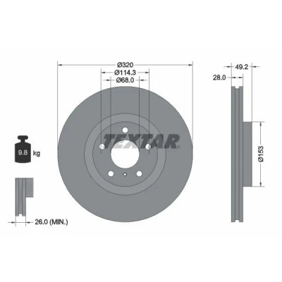 Immagine di TEXTAR PRO+ 92162405 Disco freno INFINITI: QX70 SUV, FX QX50 I, NISSAN: Murano II, I