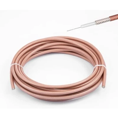 Immagine di Vecys Cavo RG142 a Bassa Perdita Coassiale RF 32.8FT/10M Marrone Doppia Schermatura in Rame Argentato
