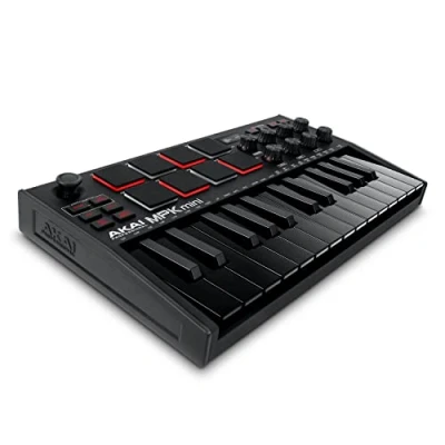 Immagine di AKAI Professional MPK Mini MK3 Tastiera MIDI Controller USB a 25 Note con 8 Drum Pad Retroilluminati, Manopole e Software Incluso, Colore Nero