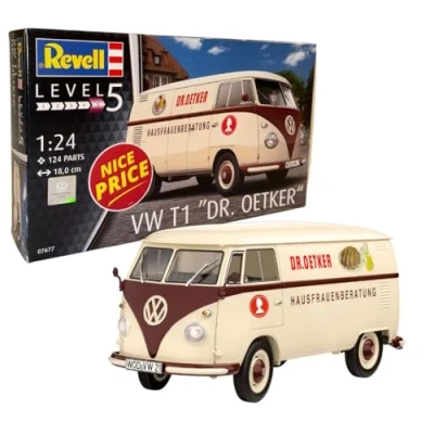 Immagine di Revell 07677 Volkswagen T1 Bus Dr. Oetker Model Kit 1:24 Scale Auto modello, scala, Colore Non Laccato, medio