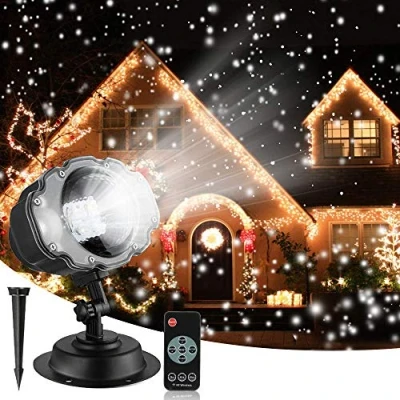 Immagine di Luci del Proiettore di Natale, Luce a Caduta Neve Natale LED, Lampada per da Esterno Interni con Telecomando e Timer, Riflettore Dinamico Effetto IP65