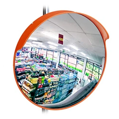 Immagine di relaxdays Specchio Convesso Sicurezza 45 cm, Professionale, Infrangibile, da Interno, con Supporti per la Parete, Rosso