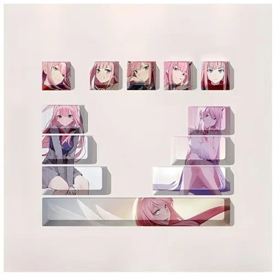 Immagine di Tesoro nei keycap Franxx, 12 tasti personalizzati in PBT a sublimazione termica per Cherry gateron MX swithes tastiere meccaniche. (Zero Due)