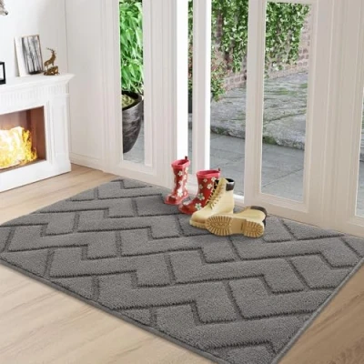 Immagine di Biscpro Zerbini per Ingresso Interno,80x120cm Tappetino Antiscivolo Lavabile in Lavatrice,Zerbino d&#039;Ingresso Polipropilene Assorbenti Interno,Ingresso,Esterno,Corridoio,Balcone Grigio