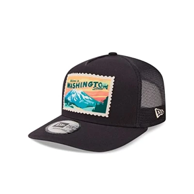 Immagine di New Era Washington State Postcard Patch Navy A Frame Adjustable Trucker Cap One Size