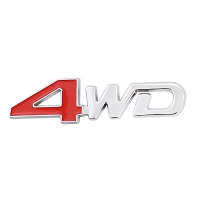 Immagine di 4WD Emblema Sticker 3D Metallo Auto 4X4 Badge Decalcomanie Argento Rosso