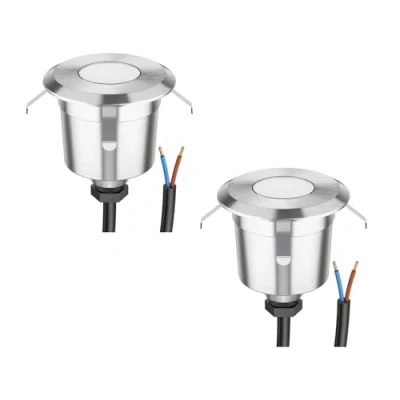 Immagine di ledscom.de 2 Lampada da incasso a pavimento LED AGENA per esterni, IP65, acciaio inox, rotonda, Ø 60 mm, bianco freddo