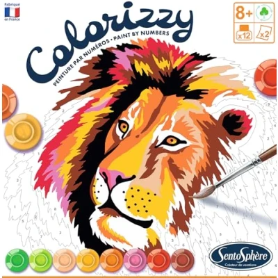 Immagine di Sentosphere Colorizzy Dipingi con i Numeri, colorare per Bambini, Leone e Giraffa, Kit Creativo, Fai da Te, Multicolore, Set 14 Pezzi, 3904500