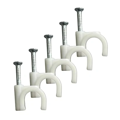 Immagine di Clip per cavi rotondi bianchi con chiodo di fissaggio K Type 50pcs (8mm)