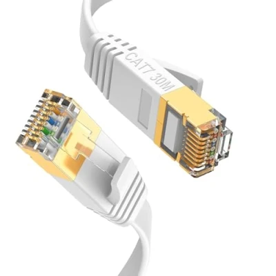 Immagine di GLCON Cavo Ethernet 30metri Cat 7 Gigabit 10Gbps Alta Velocità LAN RJ45 Piatto Internet e di rete Compatibile con Cat.5e Cat.6 Cat.7 per PS5 PS4 PC Router Modem Switch Smart TV