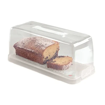 Immagine di Snips Porta plumcake Contenitore rettangolare in plastica per pagnotta con chiusure di sicurezza 34,4 x 14,8 14,2 cm, prodotto Italia 0% senza BPA e ftalati, bianco