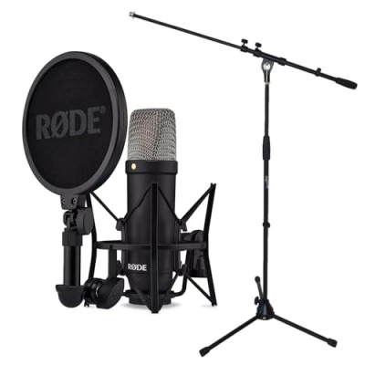 Immagine di Rode NT1 microfono a condensatore Signature Black + supporto Keepdrum con forca