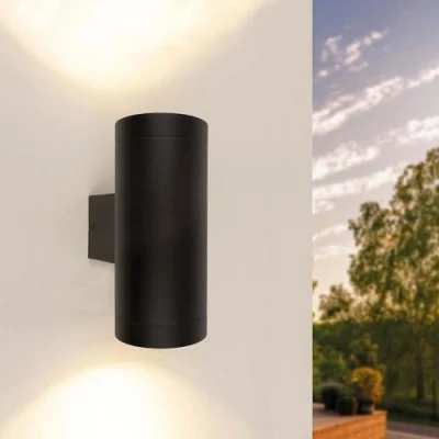 Immagine di Ledvion applique LED con sensore, accessorio GU10, IP44 a prova di schizzi, nero, luce esterna, per esterni
