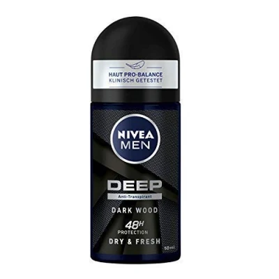 Immagine di NIVEA MEN DEEP Dry Deo Roll On in confezione da 6 (6 x 50 ml), rullo anti traspirante per una sensazione di pulizia della pelle, deodorante con protezione 48 ore