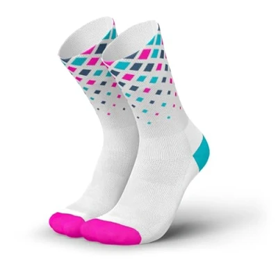 Immagine di INCYLENCE Calzini da corsa per uomo e donna con leggera compressione, 1 paio, CRYSTALS WHITE PINK CYAN, 35 38