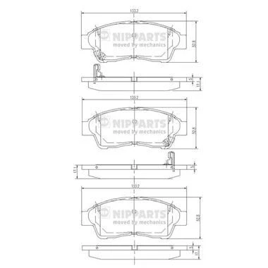 Immagine di NIPPARTS Kit pastiglie freno Assale anteriore J3602064 TOYOTA: Corolla IX Hatchback, Celica VI Coupe, RAV4 I SUV