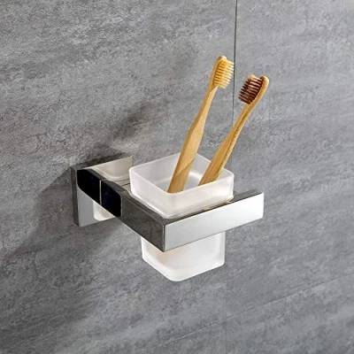 Immagine di TURS Porta spazzolino in acciaio inox bagno bicchiere con supporto a parete Holder, finitura lucida, K7007P