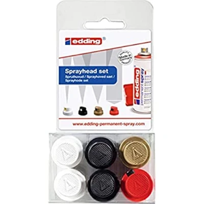 Immagine di set di testine spruzzatura edding 5200 6 intercambiabili in 4 diverse larghezze spruzzo da linee sottili (1 cm) a grandi aree (14