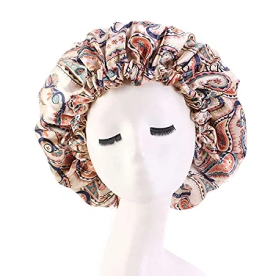 Immagine di Cospack Cuffia in raso per capelli naturali, donne di colore nero, seta, ricci, dormire e colore: KHAKI)