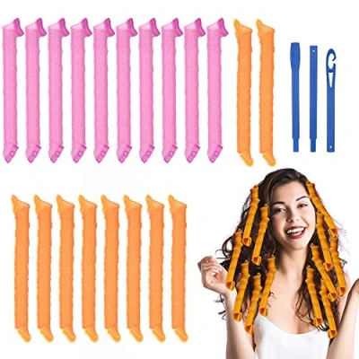 Immagine di URAQT Bigodini per Styling Capelli, 20 PCS Spirale Flessibili Capelli (55cm), con 1 Set di Ganci