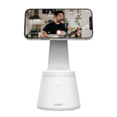 Immagine di Belkin Supporto per telefono con tracking del viso (Supporto cellulare MagSafe e rilevamento movimento, creare contenuti video, modelli di iPhone 14, 13 12)