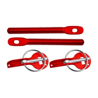Immagine di SIMONI RACING BH/4R Kit Sgancio rapido Cofano con Molla Ganci per Auto Perno Universale Chiusura A Scatto Sportiva da Corsa Colore Rosso