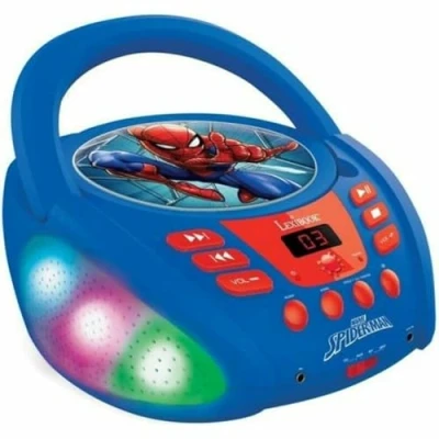 Immagine di Lexibook Spider Man Marvel Uomo Ragno Lettore CD Bluetooth per Bambini Portatile, Effetti Multicolore, Jack Microfono, AUX in, AC o batterie, Ragazzi, Blu/Rosso