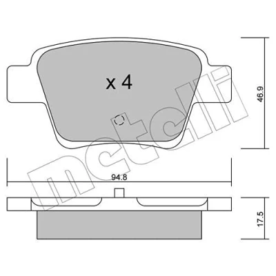 Immagine di metelligroup 22 0639 0 Pastiglie Freno Anteriori E Posteriori, Made in Italy, Pezzo di Ricambio per Auto/Automobile, Kit da 4 Pezzi, Certificate ECE R90, Prive Rame