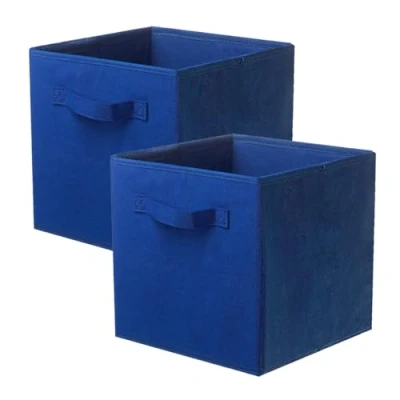 Immagine di Powerking Cestini portaoggetti, cubi portaoggetti Pieghevoli in Tessuto e cassetto per riporre Gli Oggetti Stoffa Armadio Giocattoli (Blu, 2)