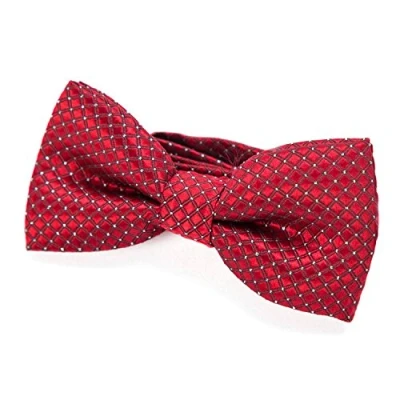 Immagine di DonDon Papillon bambino e Ragazzo Ragazzi annodato regolabile 9 x 4,5 cm rosso lucido con punti d&#039;argento