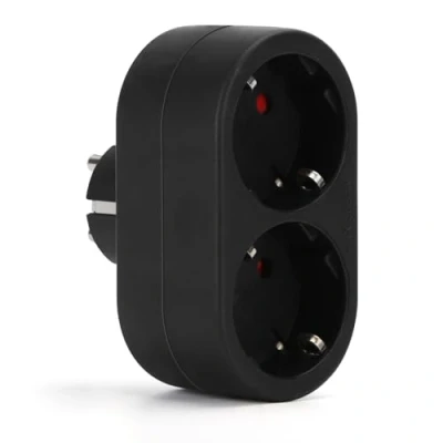 Immagine di Aigostar Presa Doppia,Adattatore Schuko con Protezione Bambini,Doppia Tedesca,Adattatore 2 prese Frontali,16A,Nero