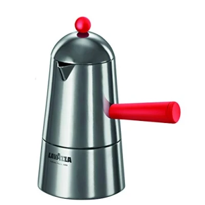 Immagine di ILSA Pop Carmencita Caffettiera in Alluminio, Manico Rosso, 6 Tazze, Argento