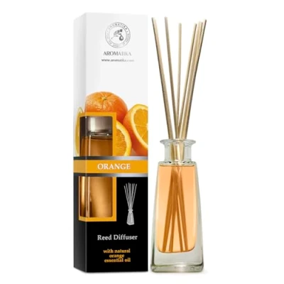 Immagine di Diffusore Profumato per Arancia 100ml con 10 Bastoncini di Bambù Olio Essenziale Fragranza Intensa e Duratura Senza Alcool Aromatizzatore d&#039;Aria Interni Aromatika