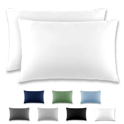 Immagine di REDKEY Coppia di Federe 50 x 80 cm, Set 2 Tessuti per Cuscino Letto, con Coperchio Ribaltabile (senza Cerniera), 100% Microfibra è morbida e traspirante，Bianco
