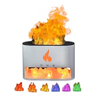 Immagine di Diffusore Aromaterapia Al Sale Con Cristallo Fiamma For Camino, Oli Essenziali 250 Ml, Umidificatore Aromi Fiamma, Lampada Dell&#039;Himalaya, ( Color : Wh