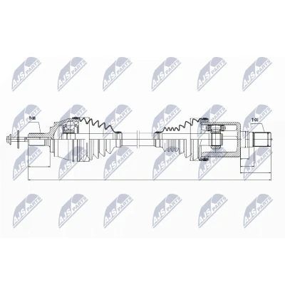 Immagine di NTY NPW VV 031 Albero motore / Semiasse Assale anteriore Sx Trasmissione automatica VOLVO: V40 Hatchback, Van Hatchback