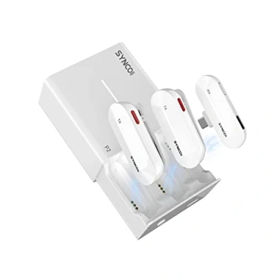 Immagine di SYNCO P2T 【Type C】 di Microfono Lavalier Wireless Smartphone 2.4Ghz, Custodia Ricarica Plug and Play Compatibile con il Type C Tablet,