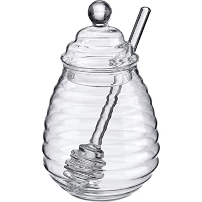 Immagine di Westmark Bicchiere da miele, vetro borosilicato di alta qualità, con coperchio e cucchiaio per capacità: circa 400 ml, vetro, Melli, trasparente, 65142260
