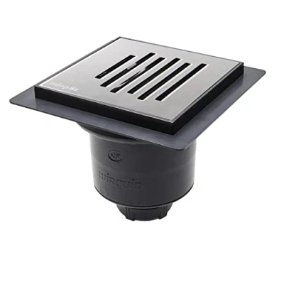 Immagine di Wirquin 30723963 Piletta per pavimento in muratura Venisio Verticale, Cromato, Grigio e Nero