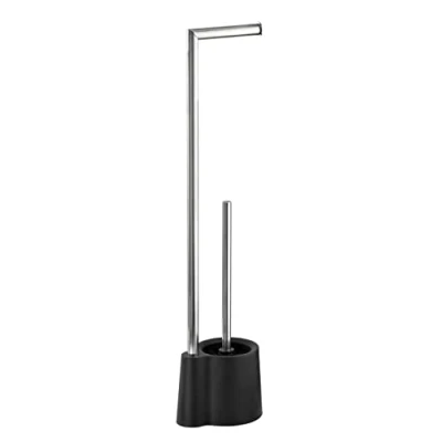Immagine di WENKO Piantana portarotolo e scopino WC Avola Nero Portascopino WC, Polipropilene, 13 x 70 16 cm,